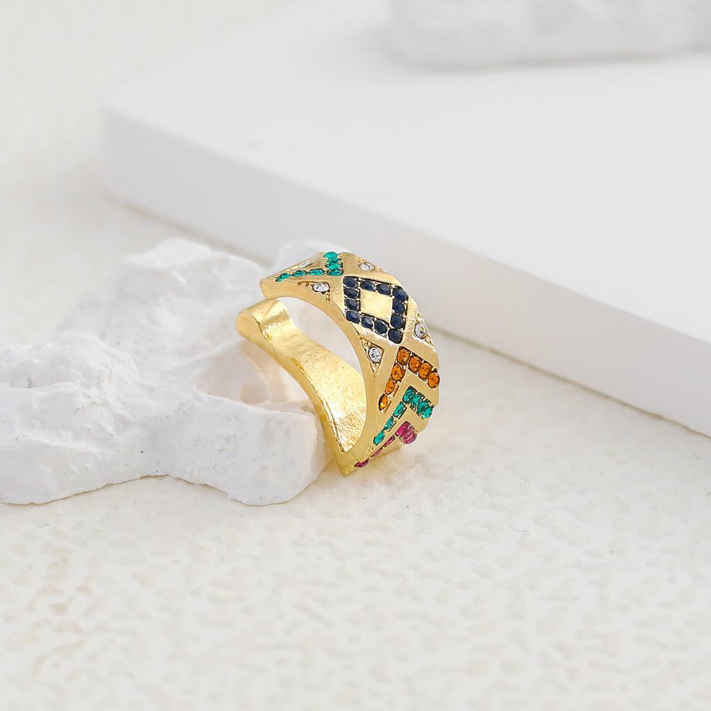 Alloy Colorful Stylish Gemstone Ear Cuffs For Women Geometric Design