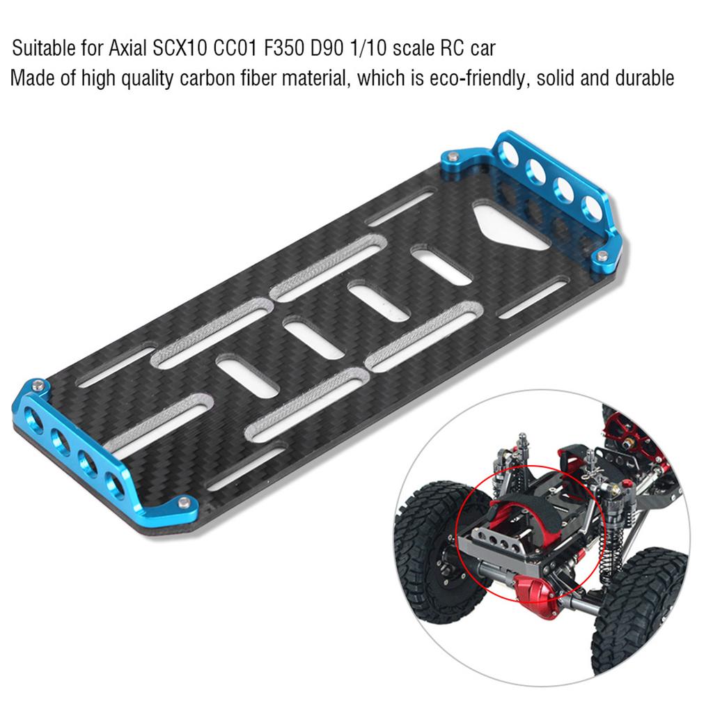 Aluminium Alloy Carbon   Battery Mount Plate for   SCX10  01   D90 1Celsius10 Scale RC Car (Black)
