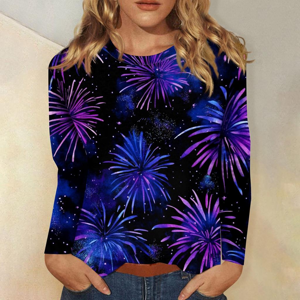 Women's Autumn And Winter Round Neck Long Sleeve T-Shirt Printed Top