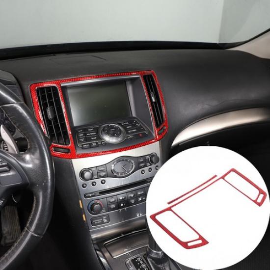 For Infiniti G37 Sedan Red Carbon Interior Center Air Vent Outlet Trim Cover