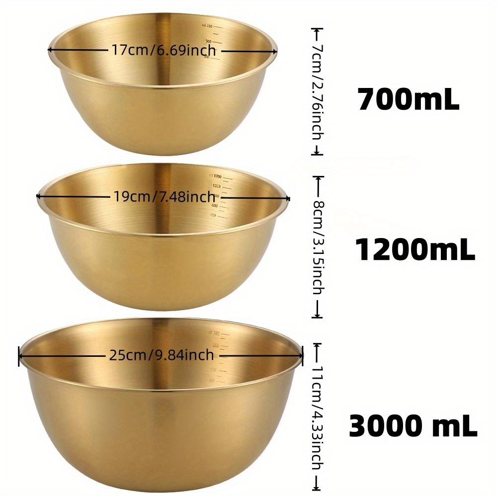 

3 Pack Stainless Steel Salad Bowl Set, Oven-safe Kitchen Tableware with Graduated Mixing Bowls, Suitable for Baking and Mixing