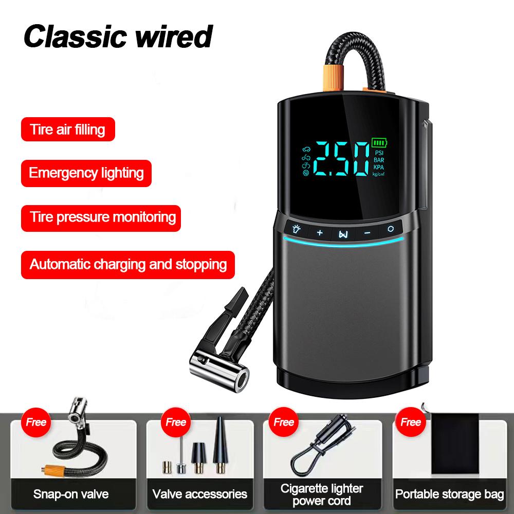 

BUWEI автомобильный воздушный компрессор беспроводной/проводной портативный электрический воздушный насос внешний аккумулятор светодиодное освещение накачивающий насос для шин автомобиля велосипедные мячи