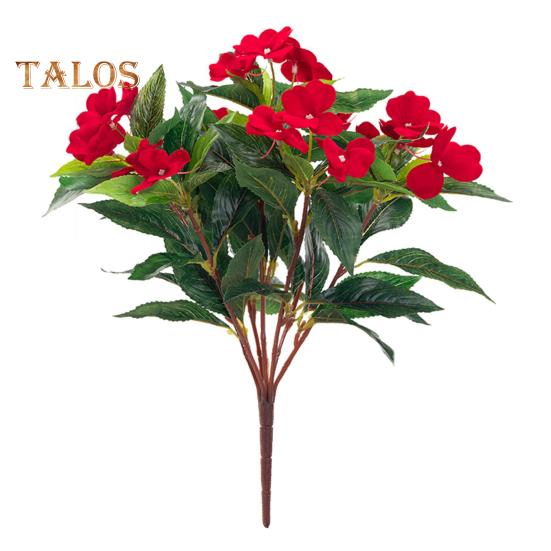 Artificial Impatiens Bunch UV Resistant Faux Flowers Low Maintenance Fake Impatiens Bouquet for Indoor Vase Planters Balcony Decorations
