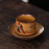 2-piece set Handmade retro sauce glazed tea cup, tea tasting cup, household cup, kung fu tea cup ceramic cup, owner's single cup