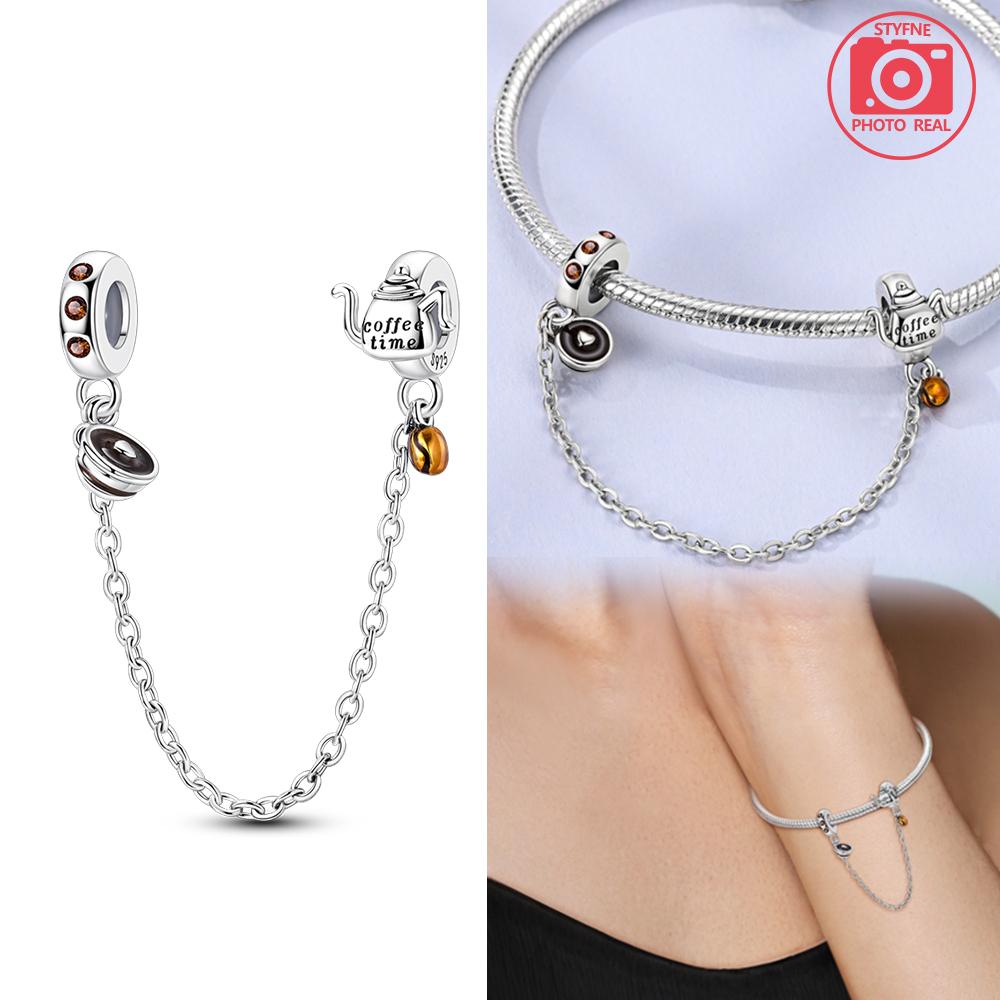 Coffee Break Safety Chain Pendant Copper Colors Ideal For Charm Bead Charms Copper Colors Authentic Bracelets for Jewellery Making