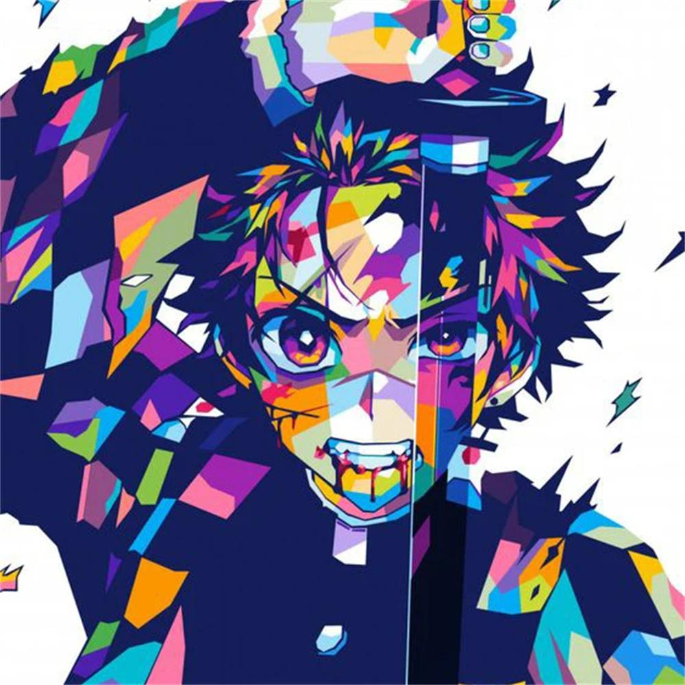 Resin 5D Diamond Painting Cartoon Anime Demon Slayer Embroidery Cross Stitch Kits Art Mosaic Drill Home Decor Gift