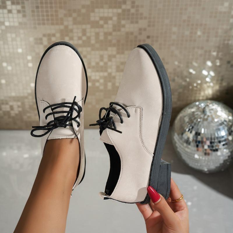 Fashion Strappy Front Block Heel Single Shoes Autumn New Round Toe Soft Sole Non-slip Wear-resistant Square Heel Shoes