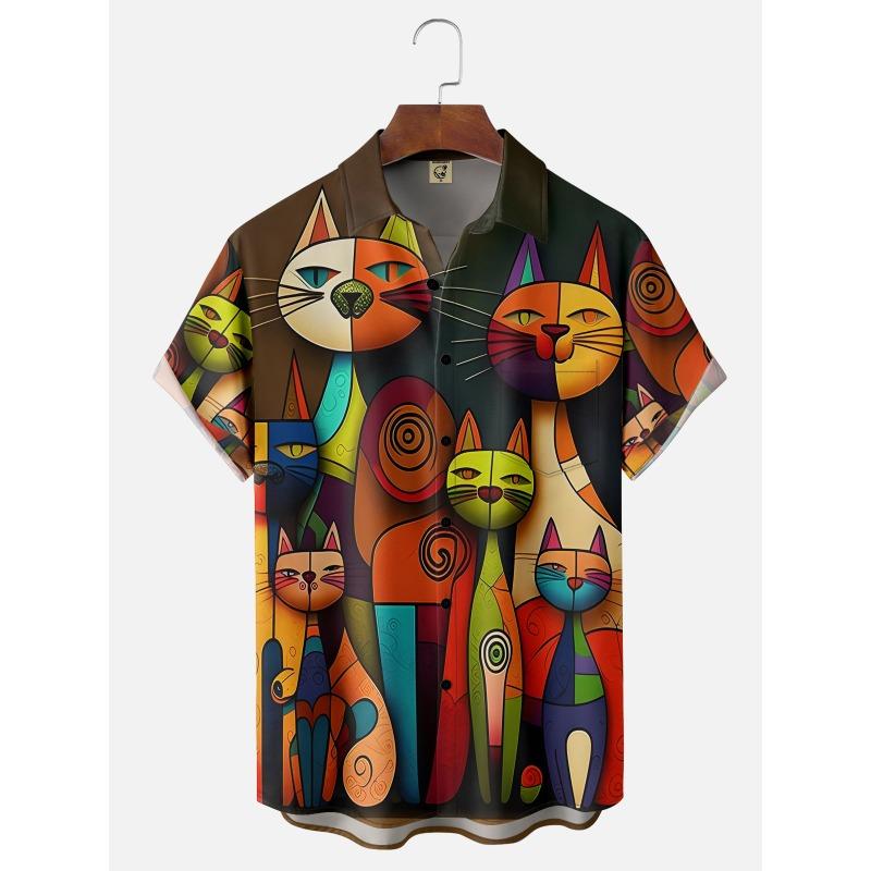 Abstract Cartoon Animal Men's Shirt 3D Print Quick Dry Short-sleeved Tops Summer Casual Men's Clothes Street Fashion Shirts