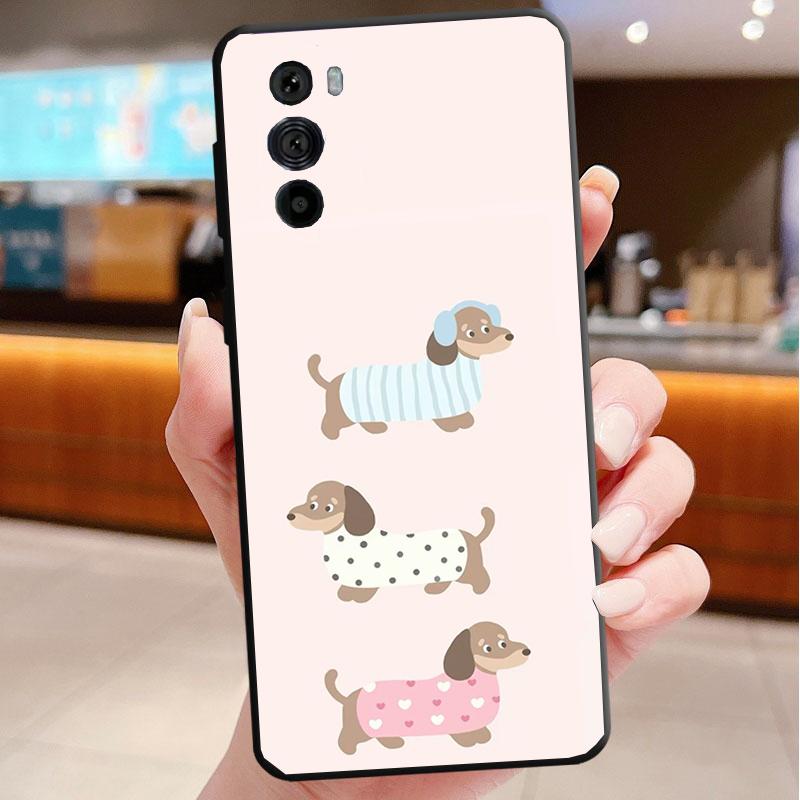 Phone Case For Motorola Edge 60 50 40 Pro 60 50 40 30 Ultra Neo Fusion Moto G Stylus G Cute Cartoon Dachshund Dog