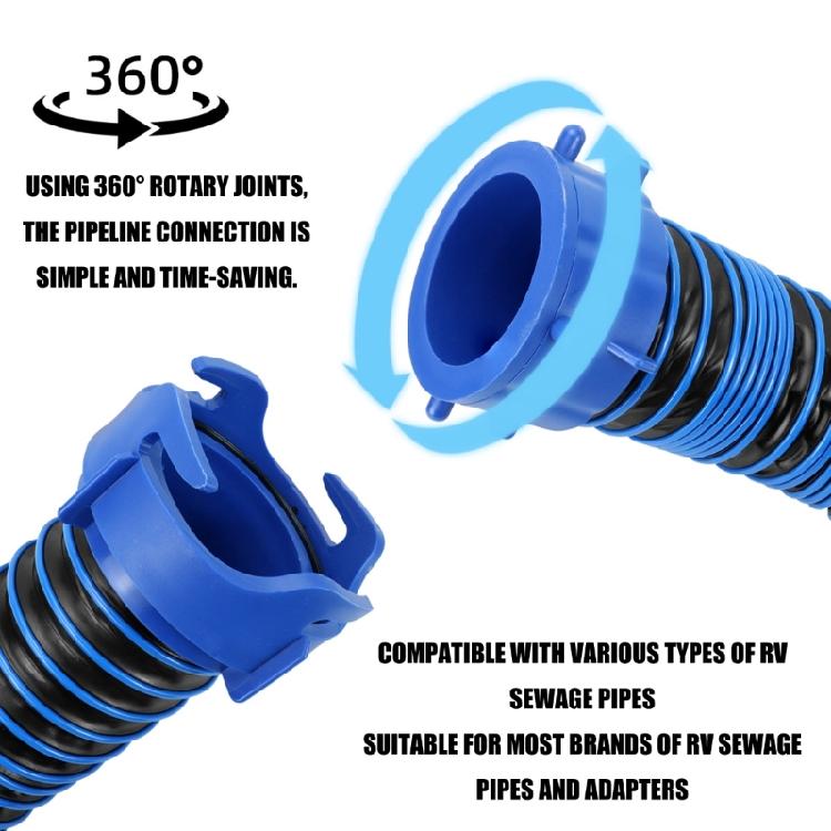 3FT Long Rvs Sewer Hose Set TPE Reinforced Waste Hose Drainage Pipe for Camping Trailers Weather Resistant