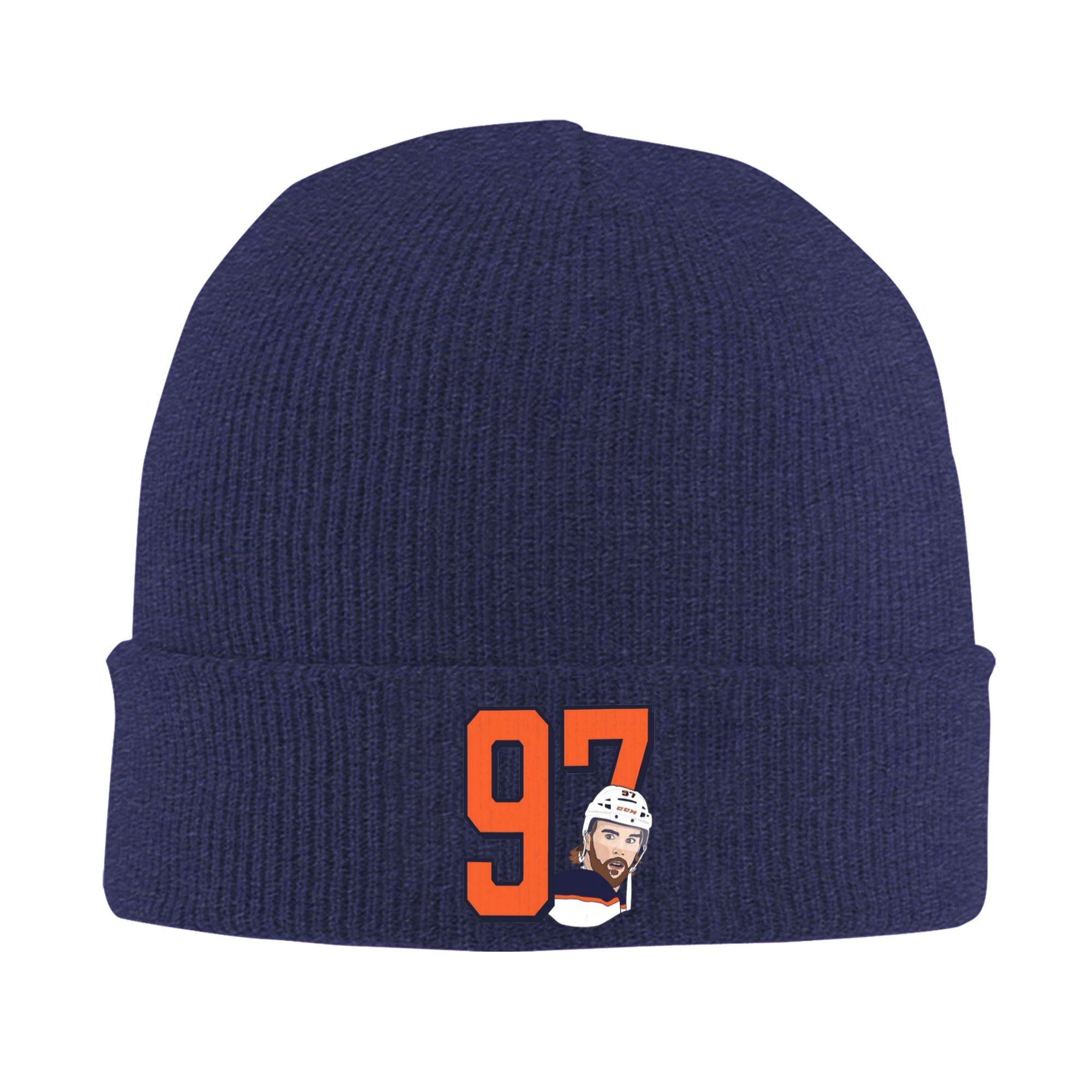 

Connor McDavid 97 for Edmonton Oilers fans Winter Skullies Beanies Hat Warm Autumn Knitted Hats Bonnet Caps for Women Men One Size