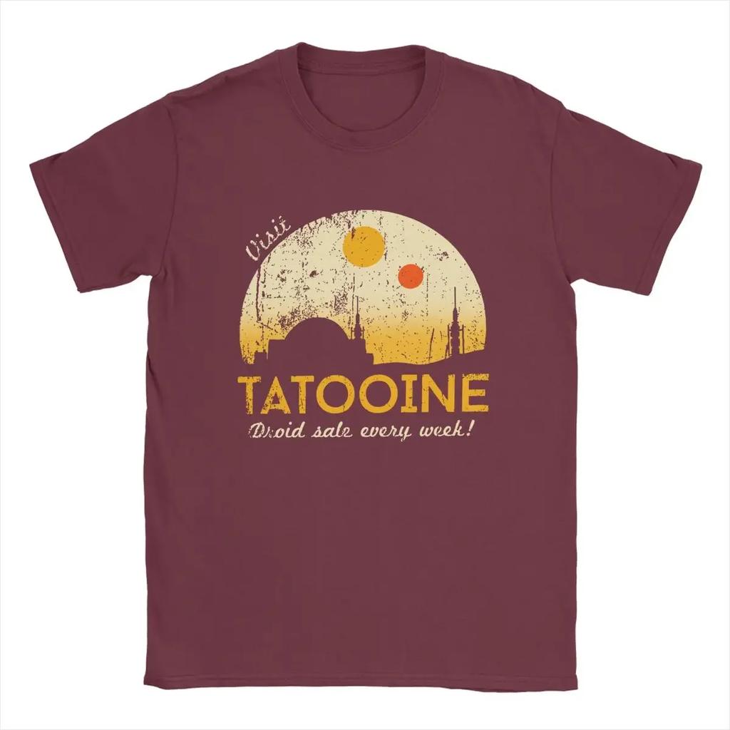 Visit Tatooine T Shirt for Men Pure Cotton Vintage T-Shirt Crew Neck Tee Shirt Short Sleeve Tops Unique#Color(2)