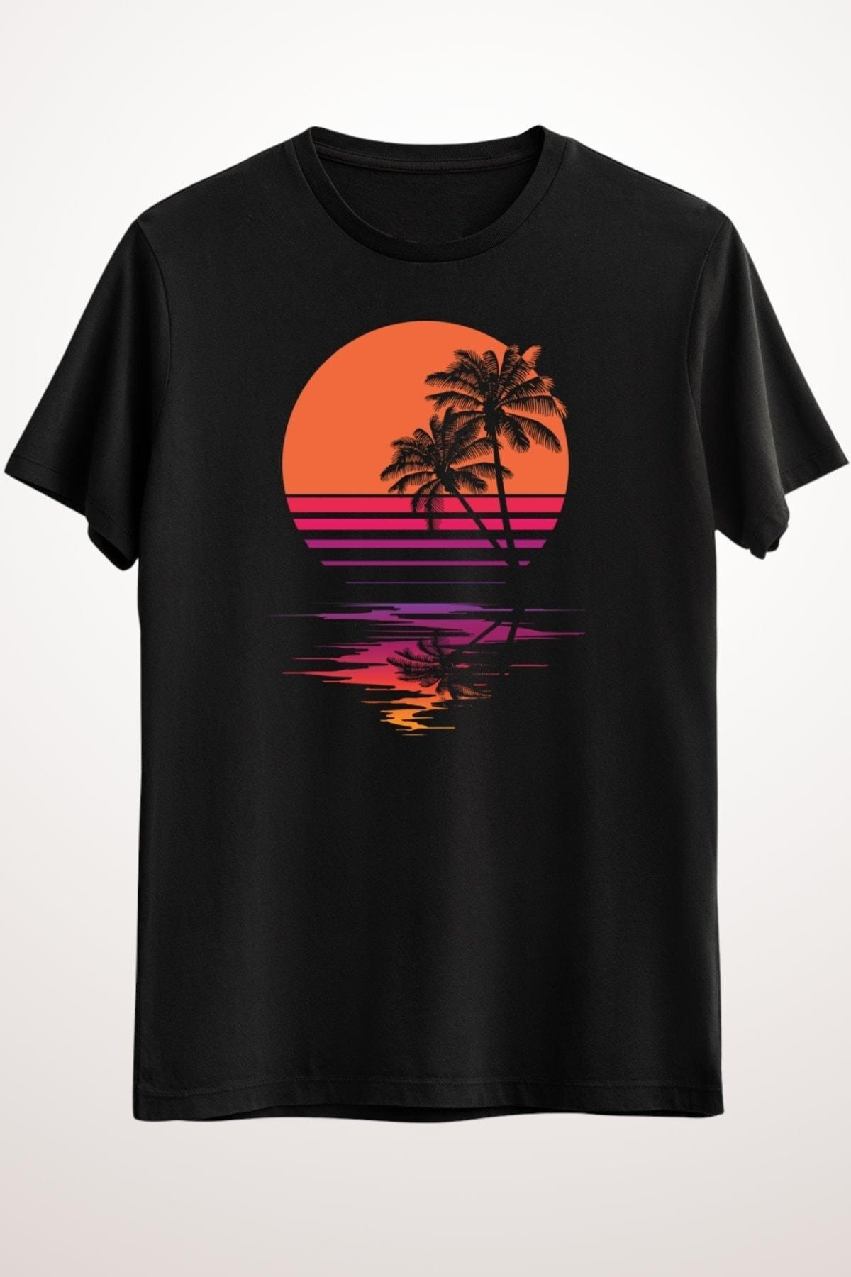 

Erkek Siyah Tropical Sunset T-Shirt - Ds1715