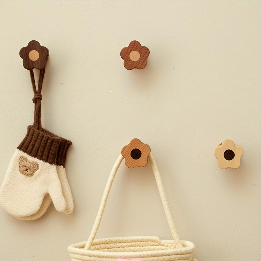 4/8 Sets Massivholz 4 Stile Floral High End Kreative Kleiderhaken, Stanzfrei Nordisch High End Massivholz Mantel- und Huthaken, Geeignet für Zuhause