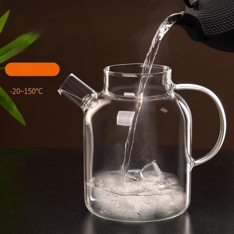 Transparent Glass Teapot Home And Kitchen Puer Tea Pot With Wooden Lid Kettle Tea Set Coffee And Tea Tableware