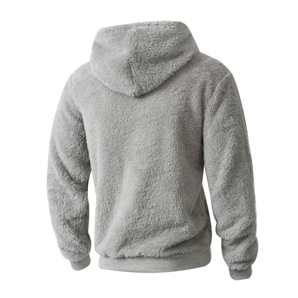 Men's Winter Pullover Fleece Hooded Coat Vintage Casual Streetwear Loose Solid Color Hoodie Leisure Fashion Plush Coat