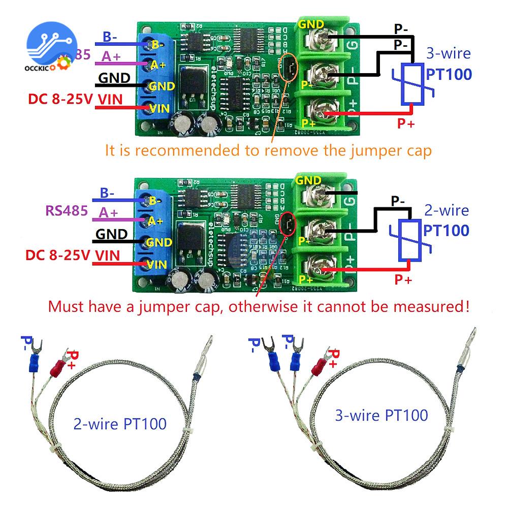 PT100 Temperature Sensor RTD Converter DC 12V RS485 Modbus Rtu Sensor Module -20-220℃/-20-400℃ 8-25V with case