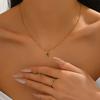 Style Fashion Jewelry Set Geometric Cross Oil Drop Design Earrings Versatile Long Necklace Jewelry
