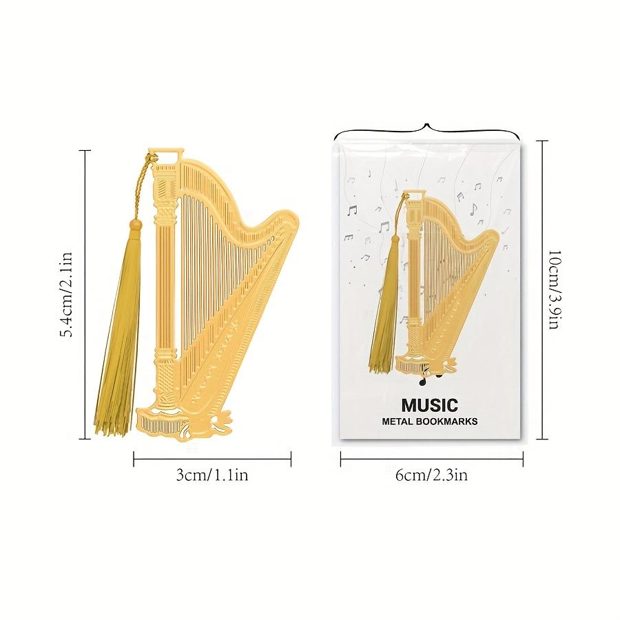 1pc Creative Musical Instrument Bookmark Piano, Guitar, Organ, Harp, Violin, Trumpet Metal Bookmarks with Beautiful Tassels