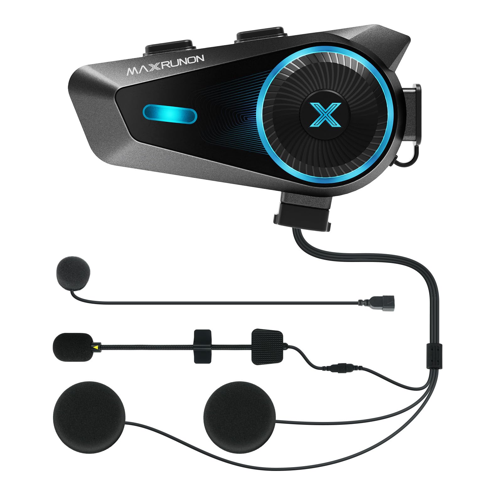 

Мотоциклетная гарнитура MAXRUNON D10 с распознаванием японской речи, одновременный вызов 4 человек, подключение в одно касание, FM-радио, шлемная гарнитура,