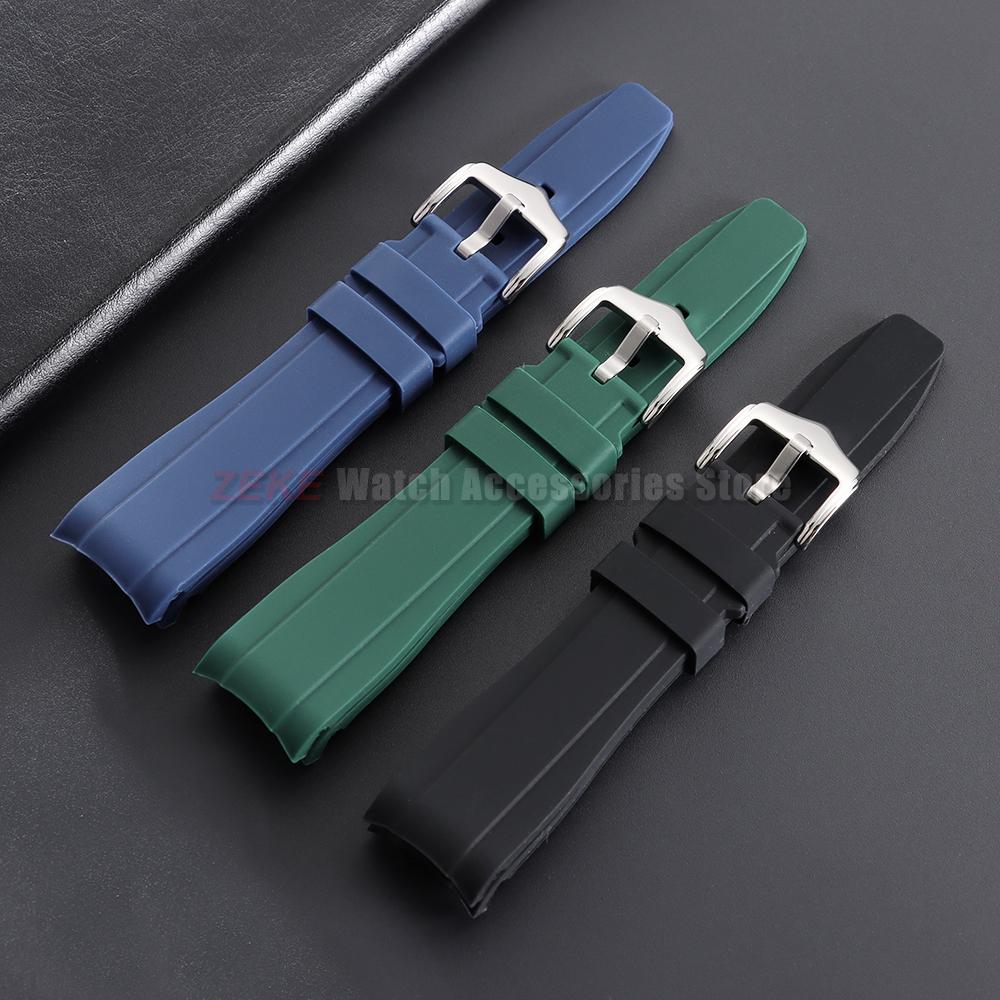 Hochwertiges gebogenes Ende 20mm 22mm Kautschukarmband Silikon Uhrenarmband für Omega Moonswatch Armband für Swatch Wasserdichtes Armband