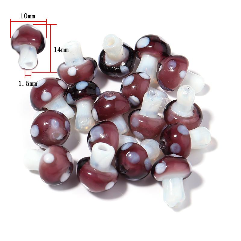 10-20Pcs 16x12mm Liuli Silica Lampwork Mushroom Beads Colourful Loose Glass Beads For Needlework DIY Jewelry Making Accessories