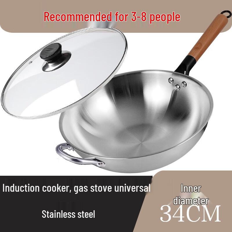 Yoshida Craftsman 304 Stainless Steel Flat Bottom Wok