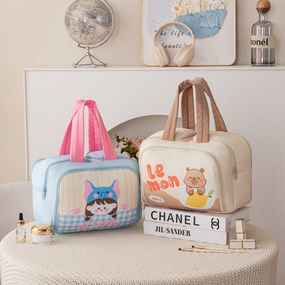 Cartoon Pattern Cute Portable Lightweight Makeup Bag Women's Travel Storage Bag Handheld Organizer Cosmetic Pouch Wash Bag