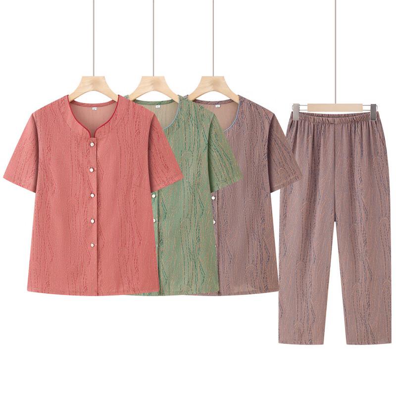Elderly Women's Casual Summer Two-Piece Set