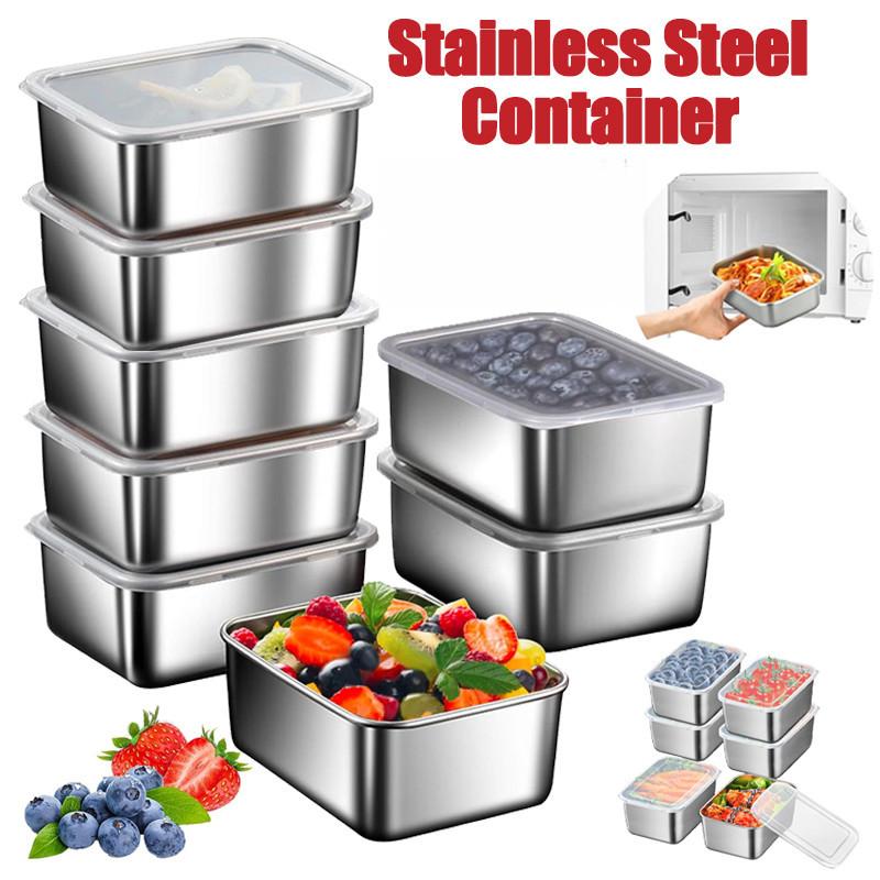 3/6/10PCS Refrigerator Food Storage Box Portable Food Freshness Preservation Box Picnic Box Stainless Steel Food Container