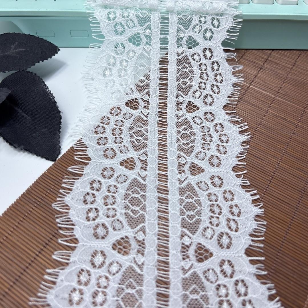 

3 м х 11,5 см Узкое кружево шантильи, Не тянущееся кружево с ресничками для свадьбы, нижнего белья, платья, одежды, рукоделия 3 meters x 11.5 cm белый