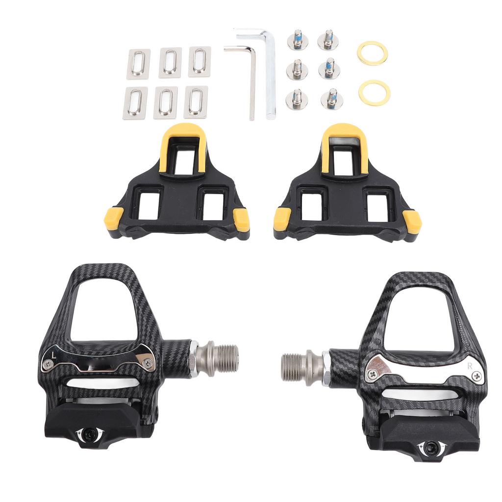 Road Bike Pedals Clipless Self Locking Lightweight Aluminum Alloy with Cleats Locking Disc for SPD‑SL System