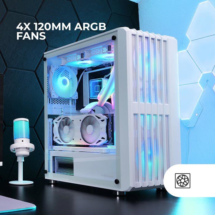 Boîtier Gaming ATX - Mars Gaming - MC-VAULT - 4 Ventilateurs ARGB - Panneau Mesh - Verre Trempé