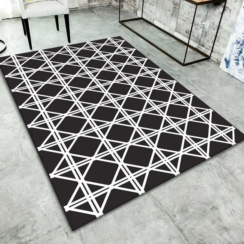 Black and White Grid Carpet Area Rug for Living Room Decoration Teenager Rugs for Bedroom Non-slip Carpets Home Decor Floor Mat