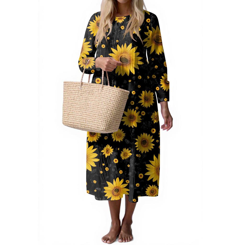 Women's Fashion Casual Sleeveless Round Neck Solid Color Elegant Temperament Dress