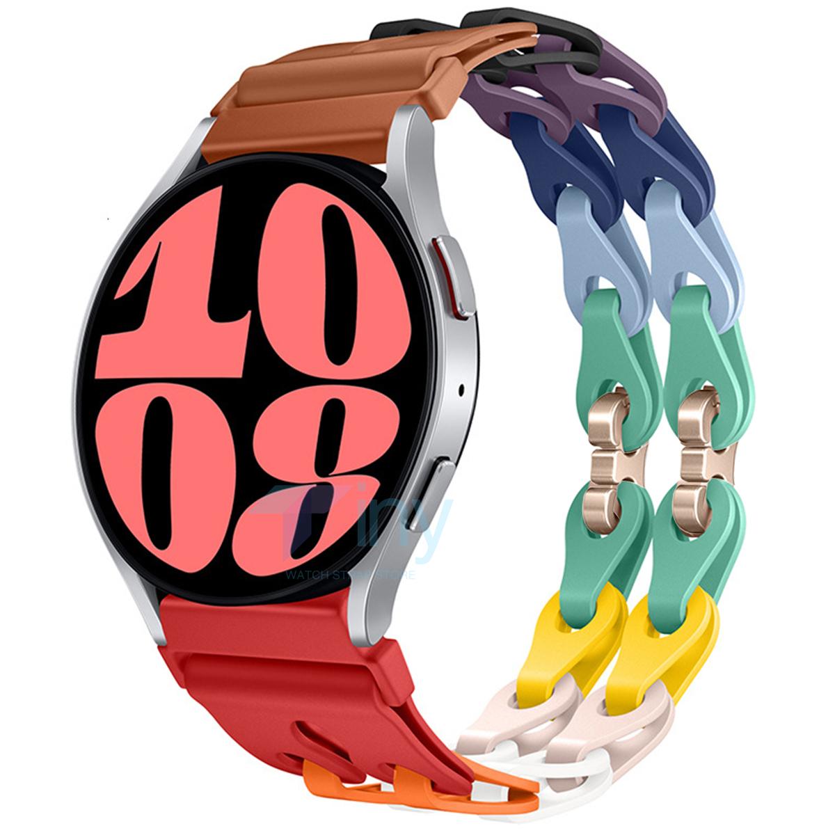 

22 мм 20 мм ремешок-цепочка для Samsung Galaxy Watch 7 6 5 4 44 мм 40 мм 6Classic 43 мм 47 мм силиконовый ремешок для браслета Amazfit GTR 4/GTS 22mm