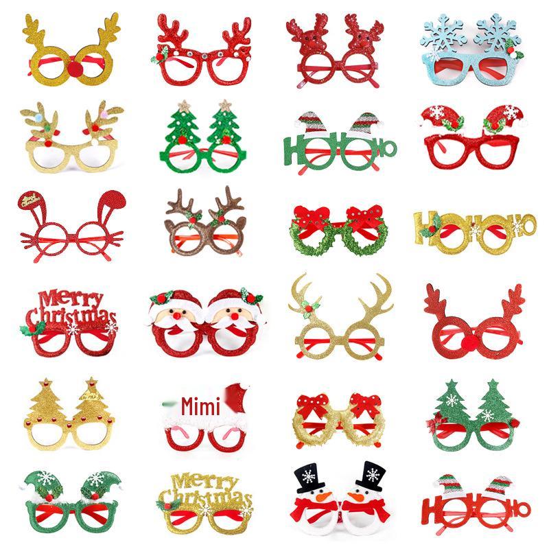 Christmas Antler Glasses & Santa Hat Set for Adults and Kids - Gift with Santa Claus Hat & Snowman Headband