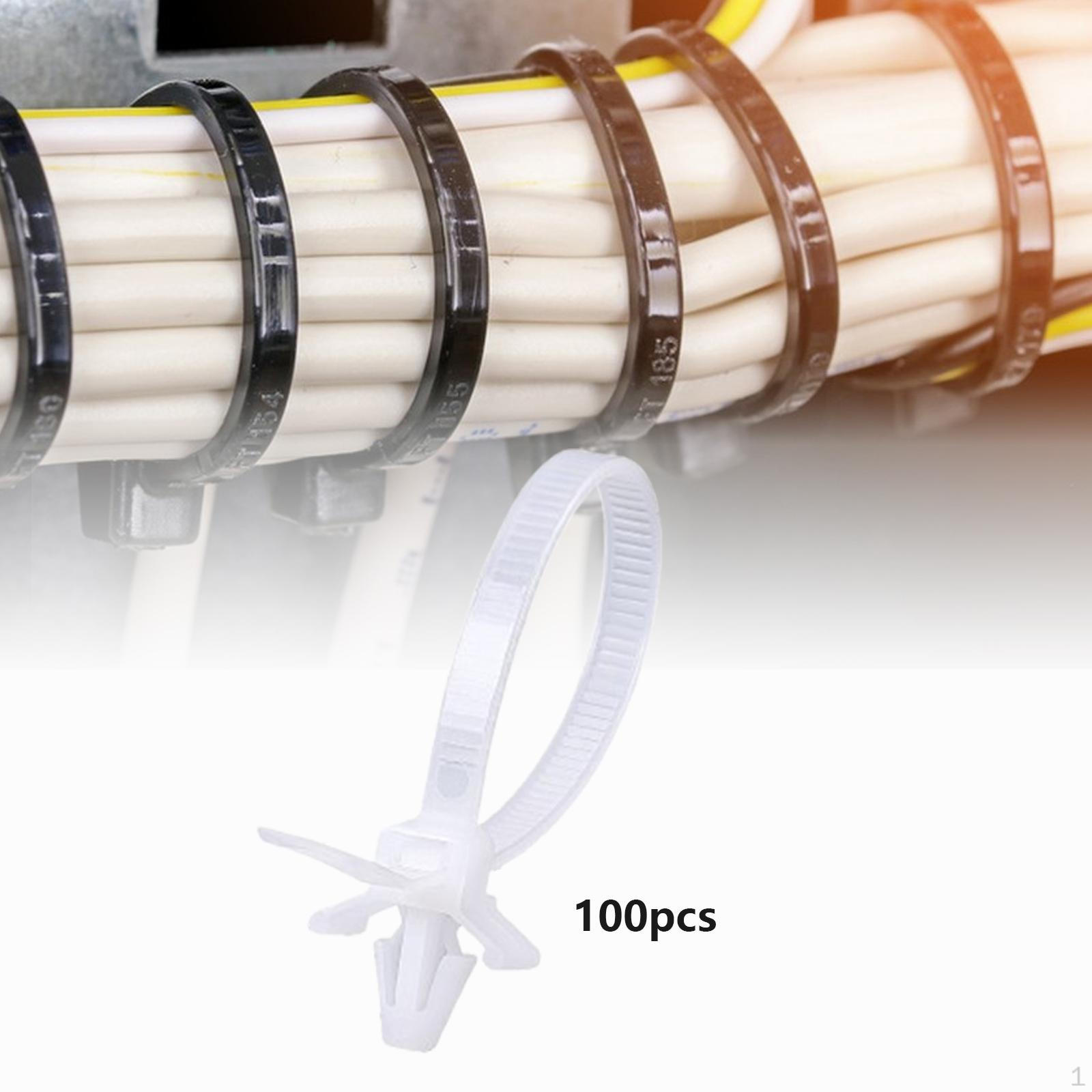 

100 Pieces Universal Cable Ties Automotive Nylon Tie Buckles Car Accessory Multifunctional Black 11cm