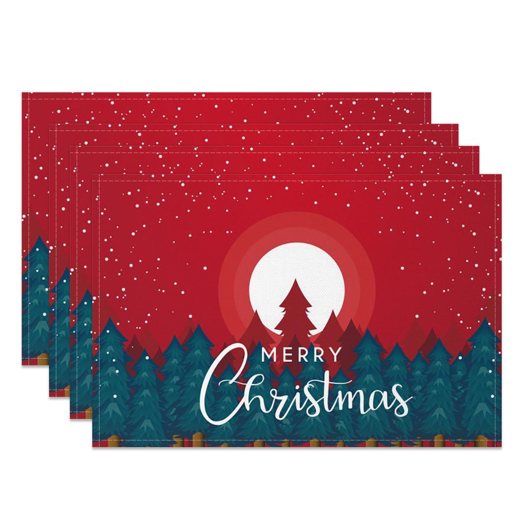 Christmas Placemats Santa Claus Milu deer Xmas tree Home Winter Table Seasonal Merry Christmas Family Party Restaurant Decor