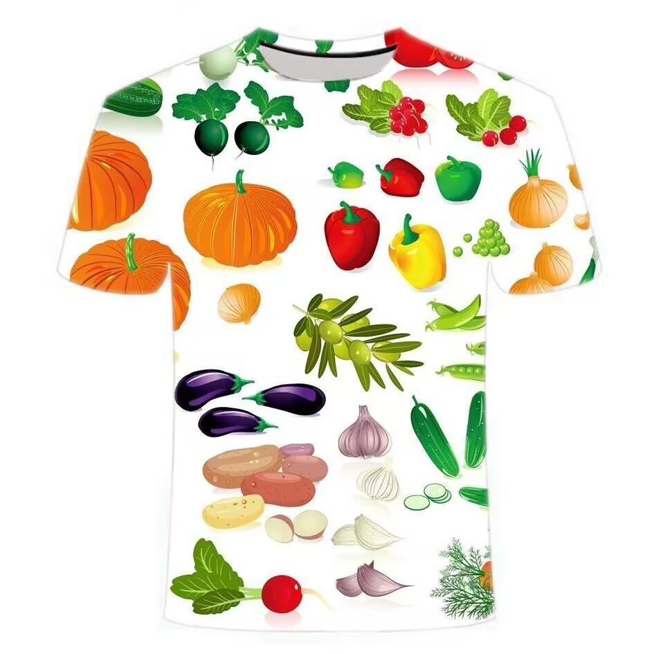 Summer Fruit Vegetable 3D Printed T-Shirts Fashion Oversized Short Sleeved Men's and  Women's Unisex T-shirts