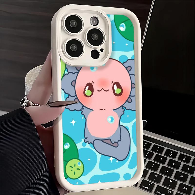 Phone Case for iPhone 17 Air 16E 15 16 Pro Max Axolotl Cartoon Cute Cover 14 Plus 13 12 Mini Soft Shell Silicone Fundas