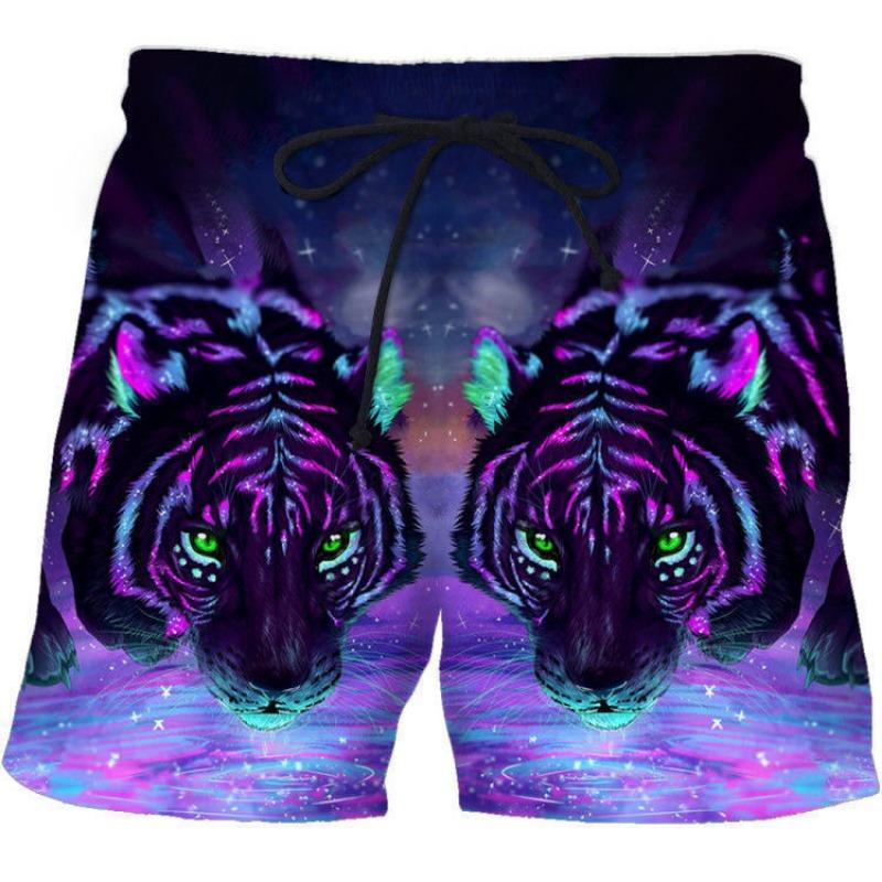 Summer Gradient Snowflake Ice Crystal Print 3D Shorts for Men's Casual Beach Pants Shorts Men’s