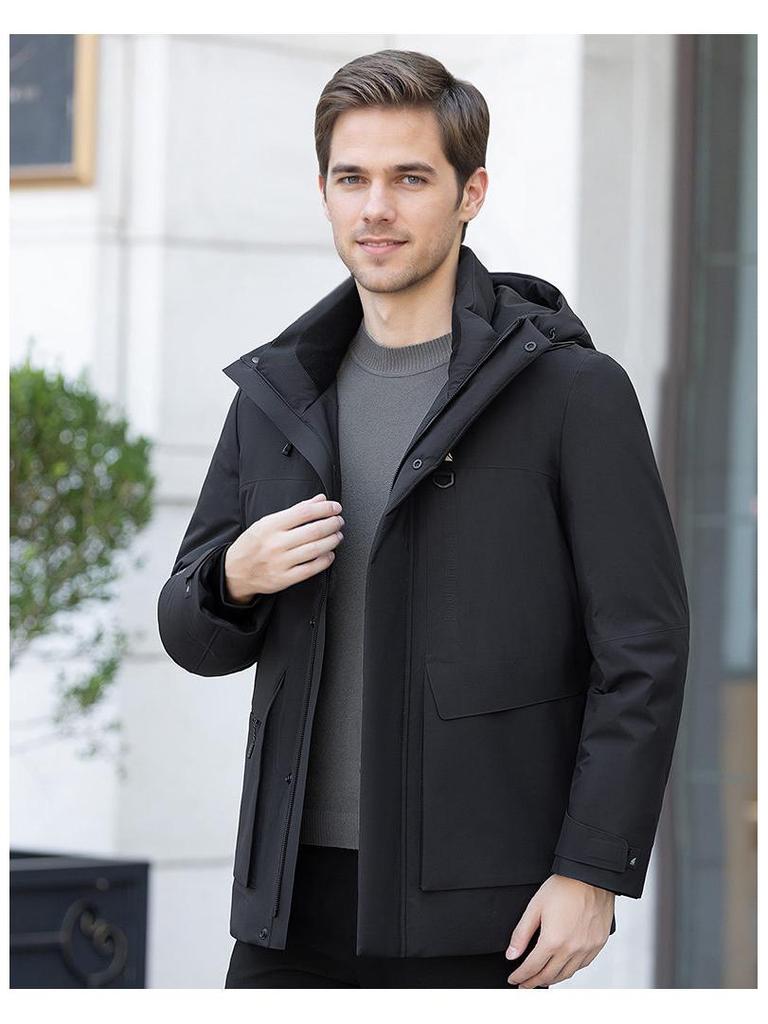 Men's Hooded Winter Down Jacket - Versatile, Thick, and Warm
