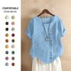 Women's Cotton and Linen Large Size Casual Loose T-shirt Top