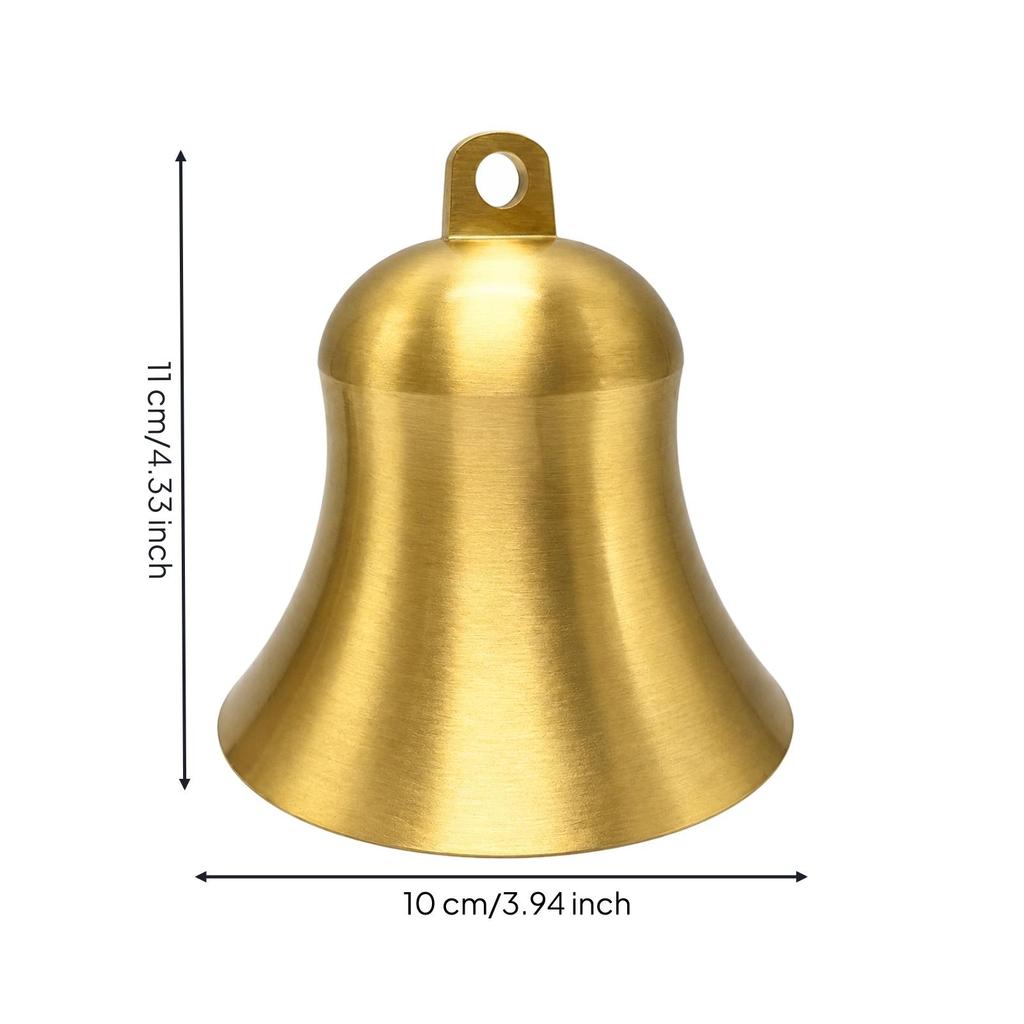 Brass Bell with Hanging Loop Decorative Internal Clapper Brushed for Entryway,