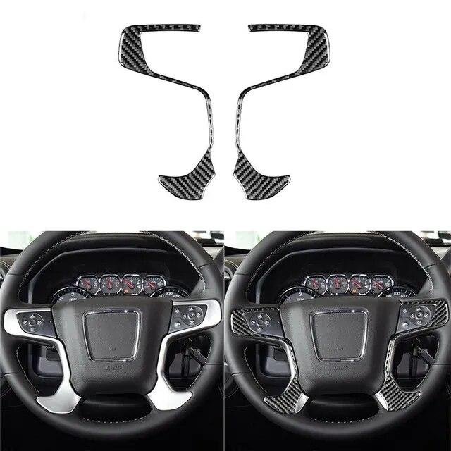 For Chevrolet Silverado 1500/GMC Sierra 1500 2014-2018 Carbon Fiber Steering Wheel Accent Stickers Car Interior Accessories