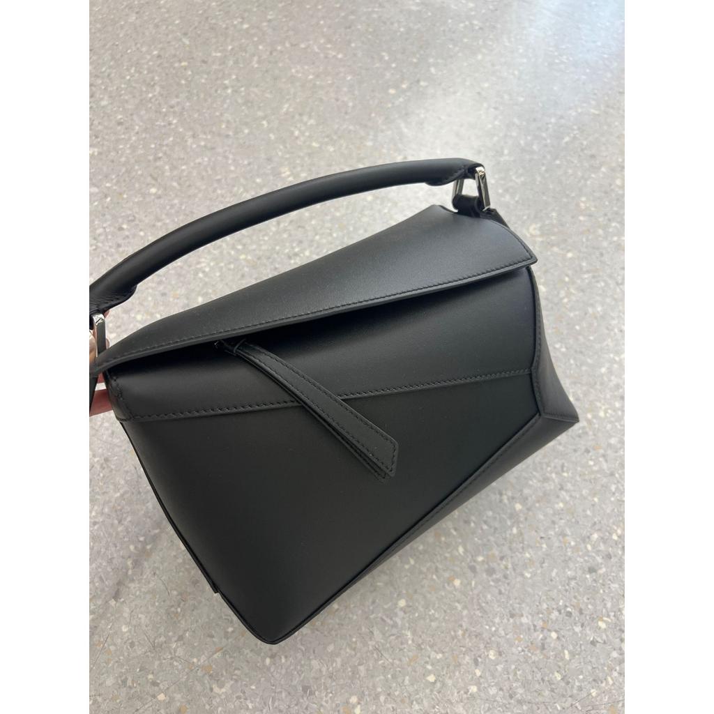 Leather Handmade Beeswax Line Geometric Bag Niche Light Luxury Pillow Bag Trend Splicing Shoulder Messenger Bag Women's Small Square Bag