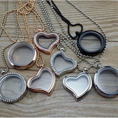 DIY Glass Photo Locket Pendant Round Shape Fashion Necklace Pendant