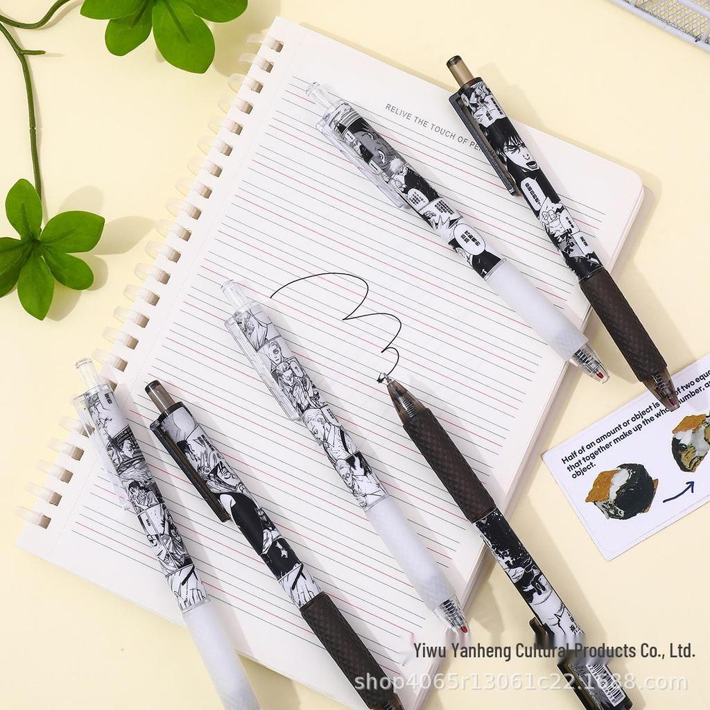 Jujutsu Kaisen Quick-Dry Gel Click Pen - Carbon Black, Black and White Anime Style