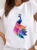 (Asian Size) Feather Trend Cute Women Casual T Shirt Tee Top Fashion Printed Lady Female Graphic Short Sleeve T-shirts Clothing